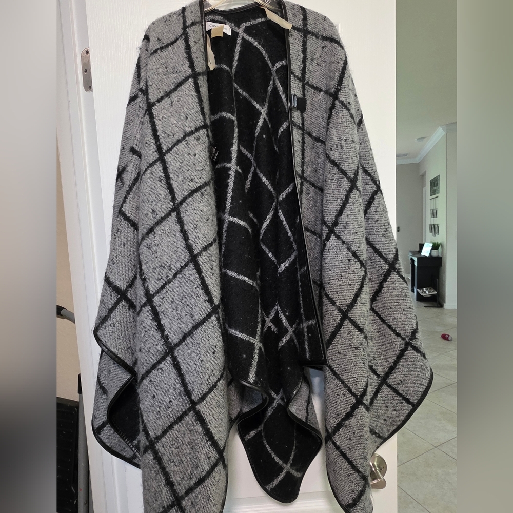 Calvin Klein Black and Gray Poncho